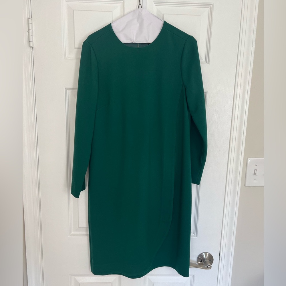 Jcrew Emerald Sheath Dress w/ Sleeves — 4 TALL